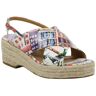 J.Renee Lannah WHITE SUNSET Artistic Printed Criss Cross Low Platform Wedge Sling Back Sandal - 9.5 M