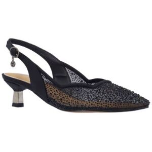 J.Renee Women's Aleksa Slingback Pump in Black, Mesh/Fabric/Rhinestones, Size 10 W, 2 Inch Heel