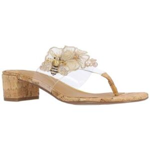 J.Renee Women's Beeutiful Thong Sandal in Clear and Natural and Gold, Vinyl, Size 10 M, 1.5 Inch Heel