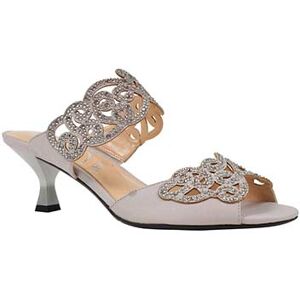 J.Renee Women's Francie Slide Sandal in Silver, Satin/Rhinestones, Size 7 M, 2 Inch Heel