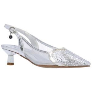 J.Renee Women's Gwyn Slingback Pump in Silver and Clear, Specchio/Vinyl/Mesh, Size 7 M, 2 Inch Heel