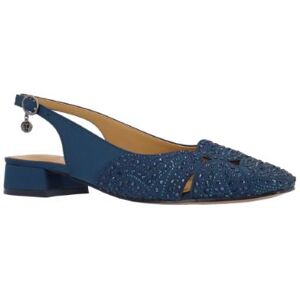 J.Renee Women's Nicolette Slingback Pump in Navy Blue, Fabric/Rhinestones, Size 9.5 W, 1 Inch Heel
