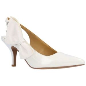 J.Renee Women's Rowin Slingback Pump in White, Patent/Grosgrain, Size 8.5 W, 2.75 Inch Heel