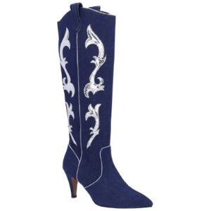 J.Renee Women's Siera Cowboy Boot in Blue, Fabric, Size 9.5 W, 2.75 Inch Heel