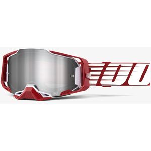 100% Armega Extra Oversized Motocross Goggles, white-red, white-red, Size One Size
