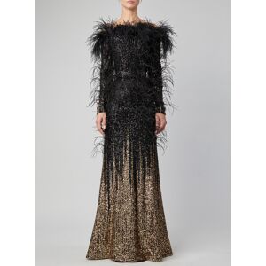 Elie Saab Sequin and Feather Gown - Size: ["FR 34"]