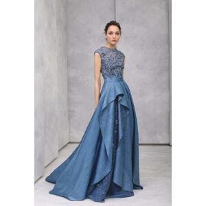 Tony Ward Embroidered Cap Sleeve Jacquard Gown - Size: ["FR 38"]