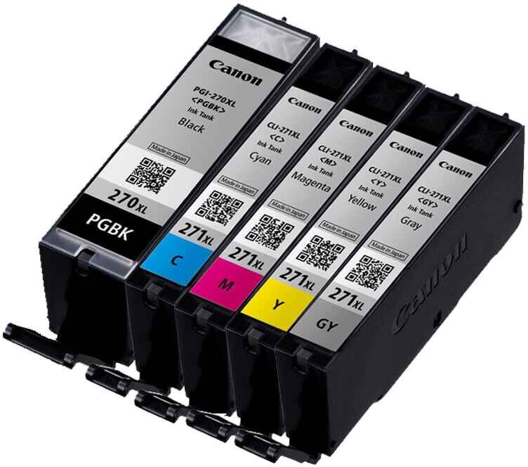 Canon PGI-270XLPGBK/CLI-271XL/C/M/Y/GY Full Set Original Inks (5 Pack)