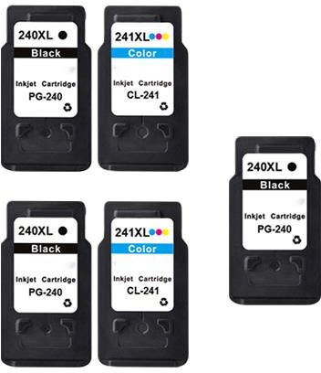 Clickinks Compatible Multipack Canon PG-240XL/CL-241XL 2 Full Sets + 1 EXTRA Black Inkjet Cartridges (5 Pack)