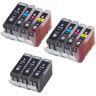 Clickinks Compatible Multipack Canon PGI-5BK/CLI-8C/M/Y 2 Full Sets + 3 EXTRA Black Inkjet Cartridges (11 Pack)