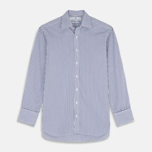 Turnbull & Asser Navy Stripe Cotton Regular Fit Whitby Shirt  Size:(17.0)