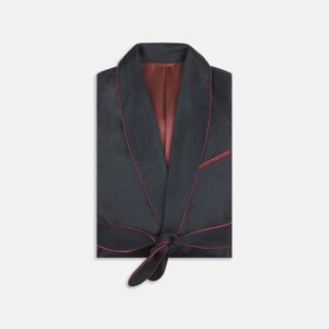Turnbull & Asser Navy and Red Piped Cashmere Gown  Size:(M)