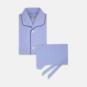 Turnbull & Asser Blue Fine Stripe Piped Sea Island Quality Cotton Pyjama Set  Size:(XL)