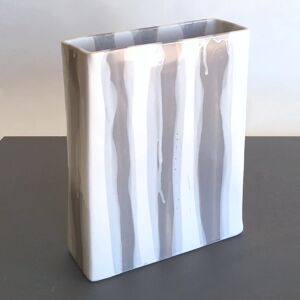 Alex Marshall Studios Rectangle Vase in White/Gray, Size Small: 6.5" H