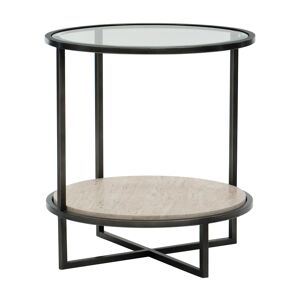 Bernhardt Harlow Round Side Table in Tan/Brown/Clear