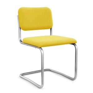 Knoll Cesca Armless Chair with Upholstered Seat and Back in Silver/Yellow
