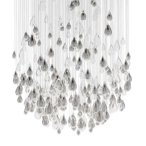 Lasvit Droplets Sculpture Ceiling Light in Silver, Size Large: 107.8" H