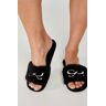 Hunkemöller Bow Fake Fur Top slipper Black  - female - Size: 3/4