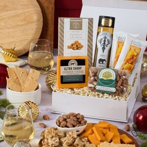 GourmetGiftBaskets.com Winter White Wine and Snacks Gift Box