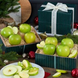 GourmetGiftBaskets.com Happy Holidays Green Apples Fruit Gift Tower