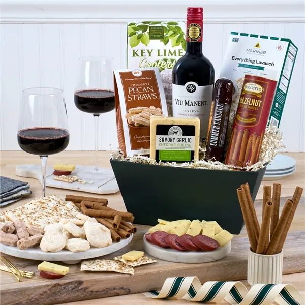 GourmetGiftBaskets.com Wine and Cheese Gift Basket - Red