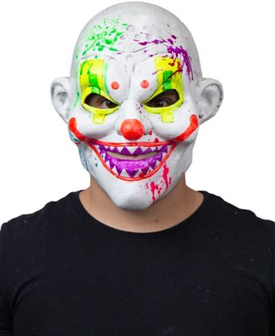 Spencer's Black Light Neon Clown Full Mask