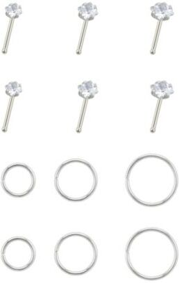 Spencer's Multi-Pack CZ Round Pin and Hoop Nose Rings 12 Pack - 20 Gauge