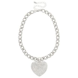 Spencer's CZ Pave Heart Curb Chain Choker Necklace