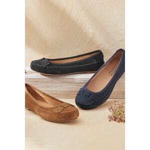 ColdWater Creek "Heritage" Suede Flats by Walk With Me Navy - Size: 9.5 Wide