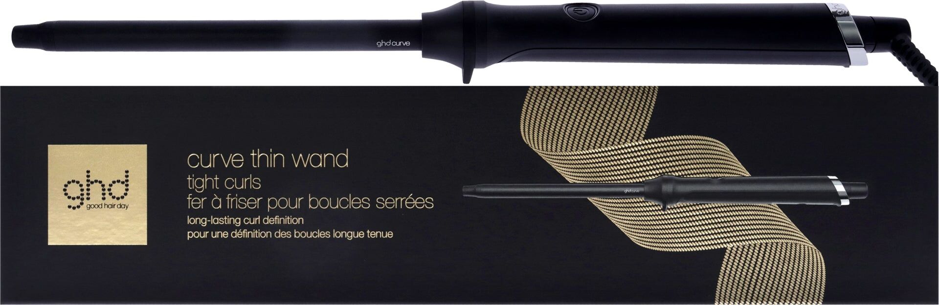 Curve Thin Wand Curling Iron - CPW141 - Black by GHD for Unisex - 0.5 Inch Curling Iron One Size unisex