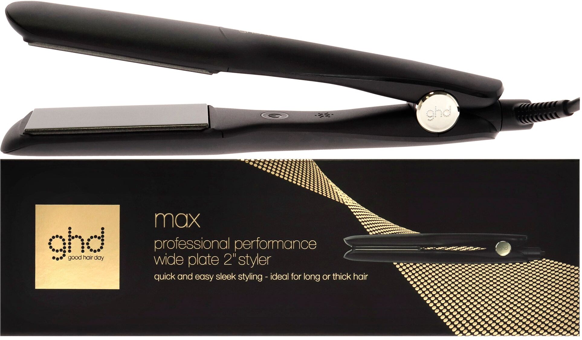 GHD Max Wide Plate Styler - Black For Unisex 2 Inch Flat Iron Small unisex