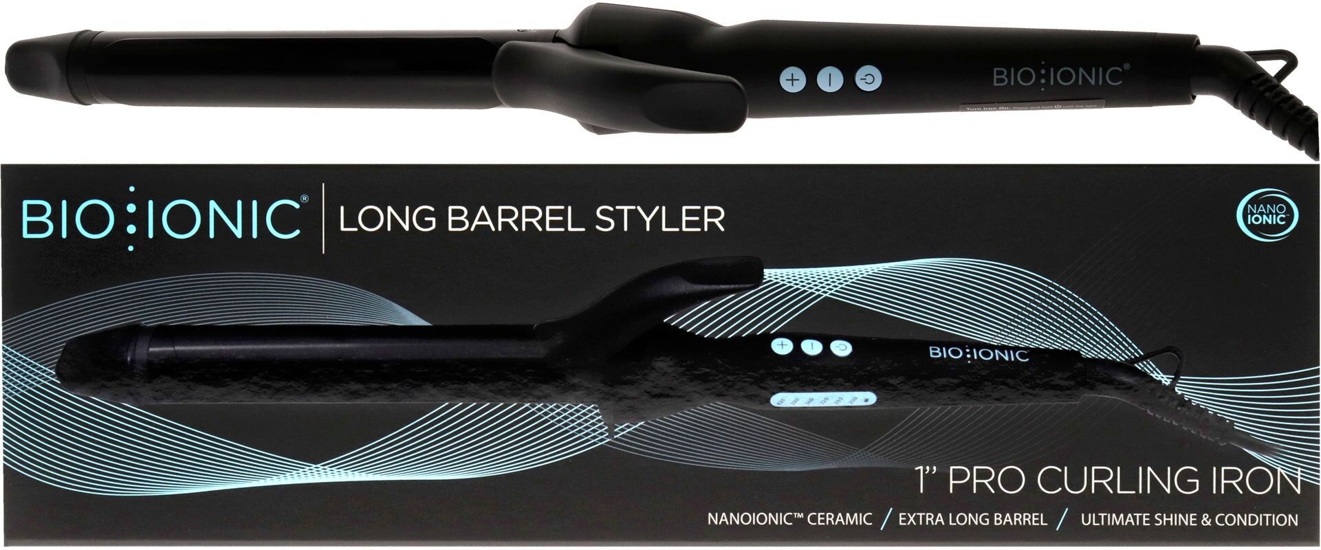 Long Barrel Styler by Bio Ionic for Women - 1 Inch Curling Iron Small