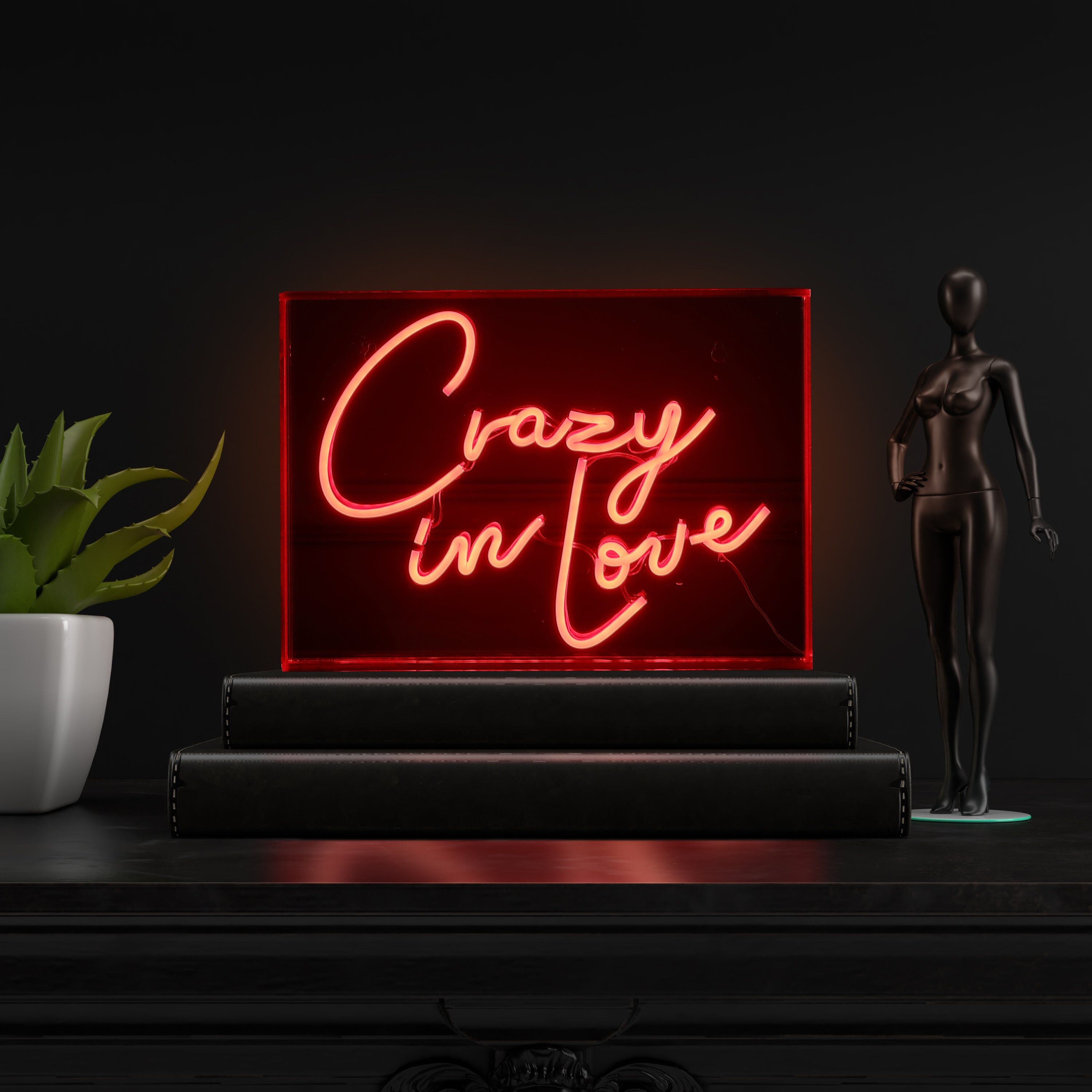 JONATHAN Y Crazy In Love 14" X 10" Contemporary Glam Acrylic Box USB Operated LED Neon Light