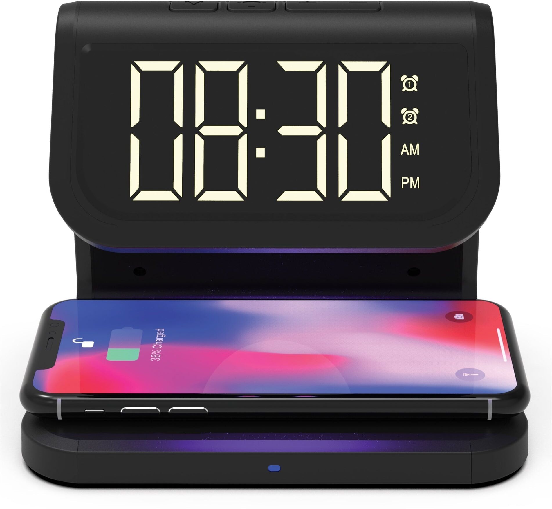 Supersonic UV Sterilizer Wireless Charger - Dual Alarm Clock