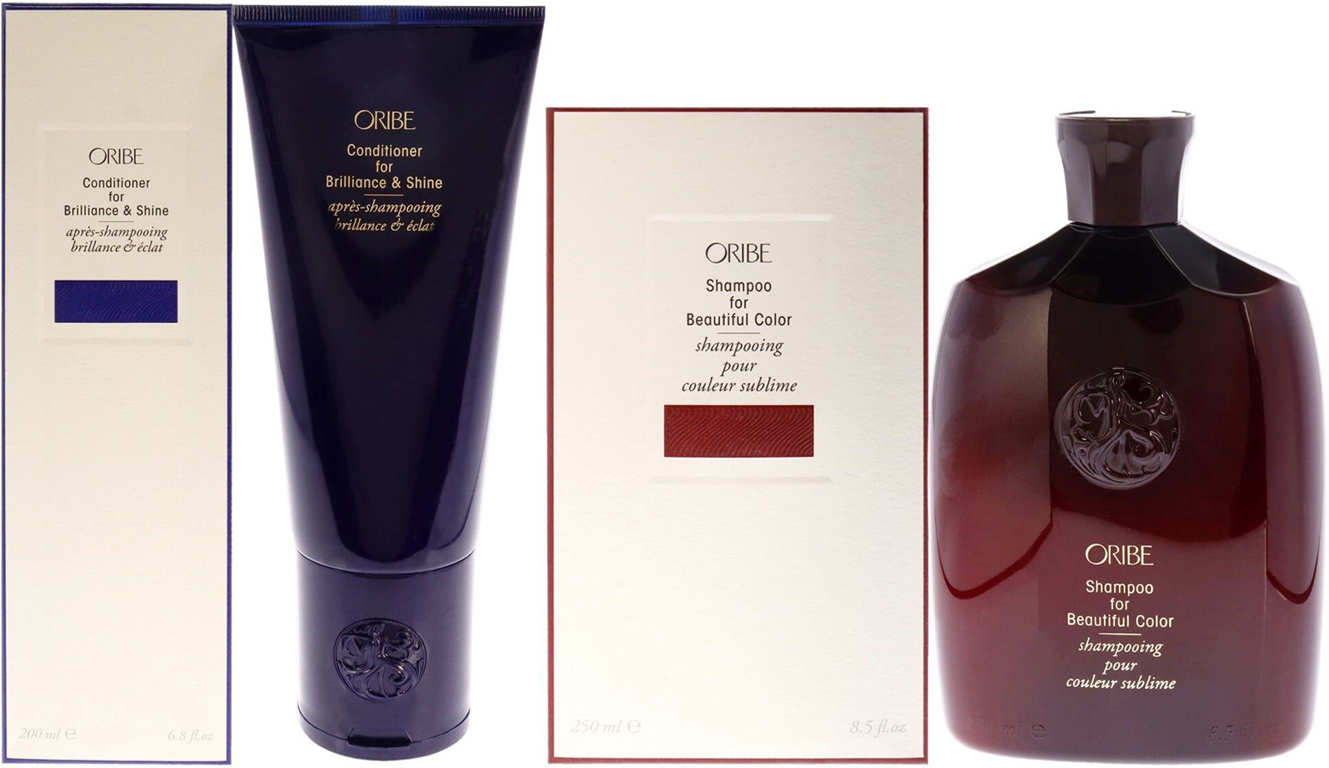 Conditioner for Brilliance and Shine and Shampoo For Beautiful Color Kit by Oribe for Unisex - 2 Pc Kit 6.8oz Conditioner, 8.5oz Shampoo One Size unisex