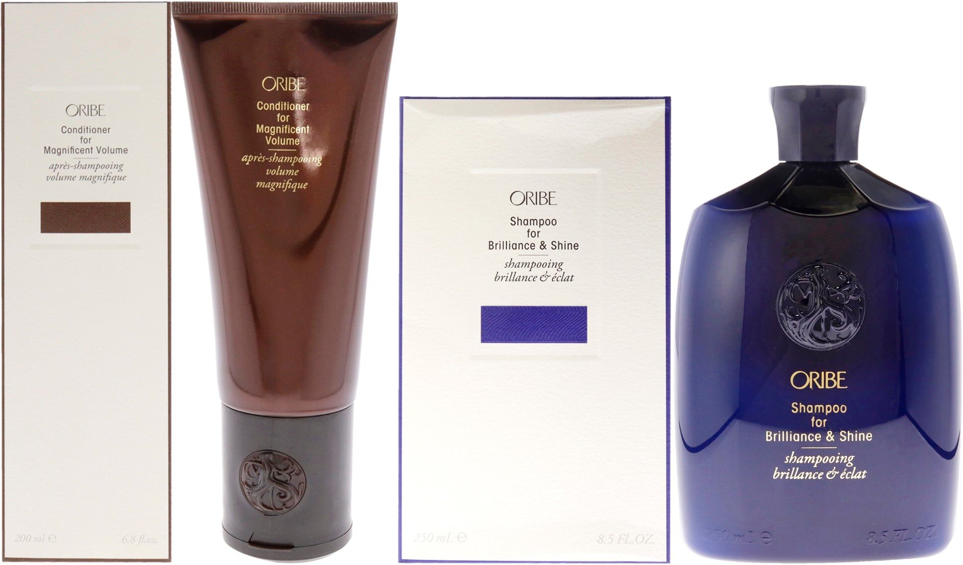 Conditioner for Magnificent Volume and Shampoo For BrillianceShine Kit by Oribe for Unisex - 2 Pc Kit 6.8oz Conditioner, 8.5oz Shampoo One Size unisex