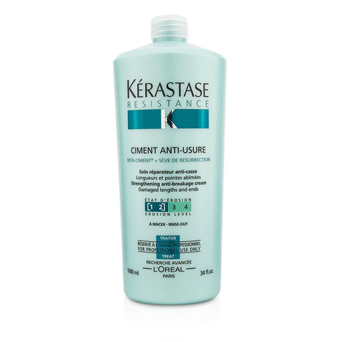 Kerastase 137684 Resistance Ciment Anti-Usure Strengthening Anti-Breakage Cream Rinse Out for Damaged Lengths & Ends, 1000 ml-34 oz One Size