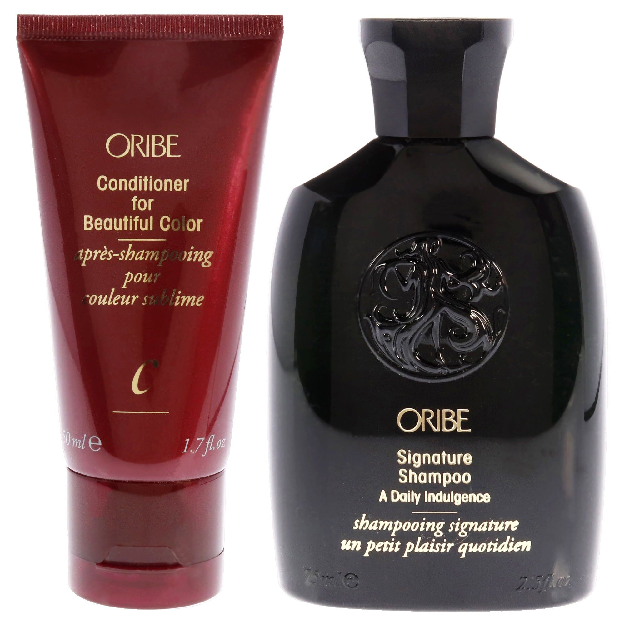 Conditioner for Beautiful Color and Signature Shampoo Kit by Oribe for Unisex - 2 Pc Kit 1.7oz Conditioner, 2.5oz Shampoo One Size unisex