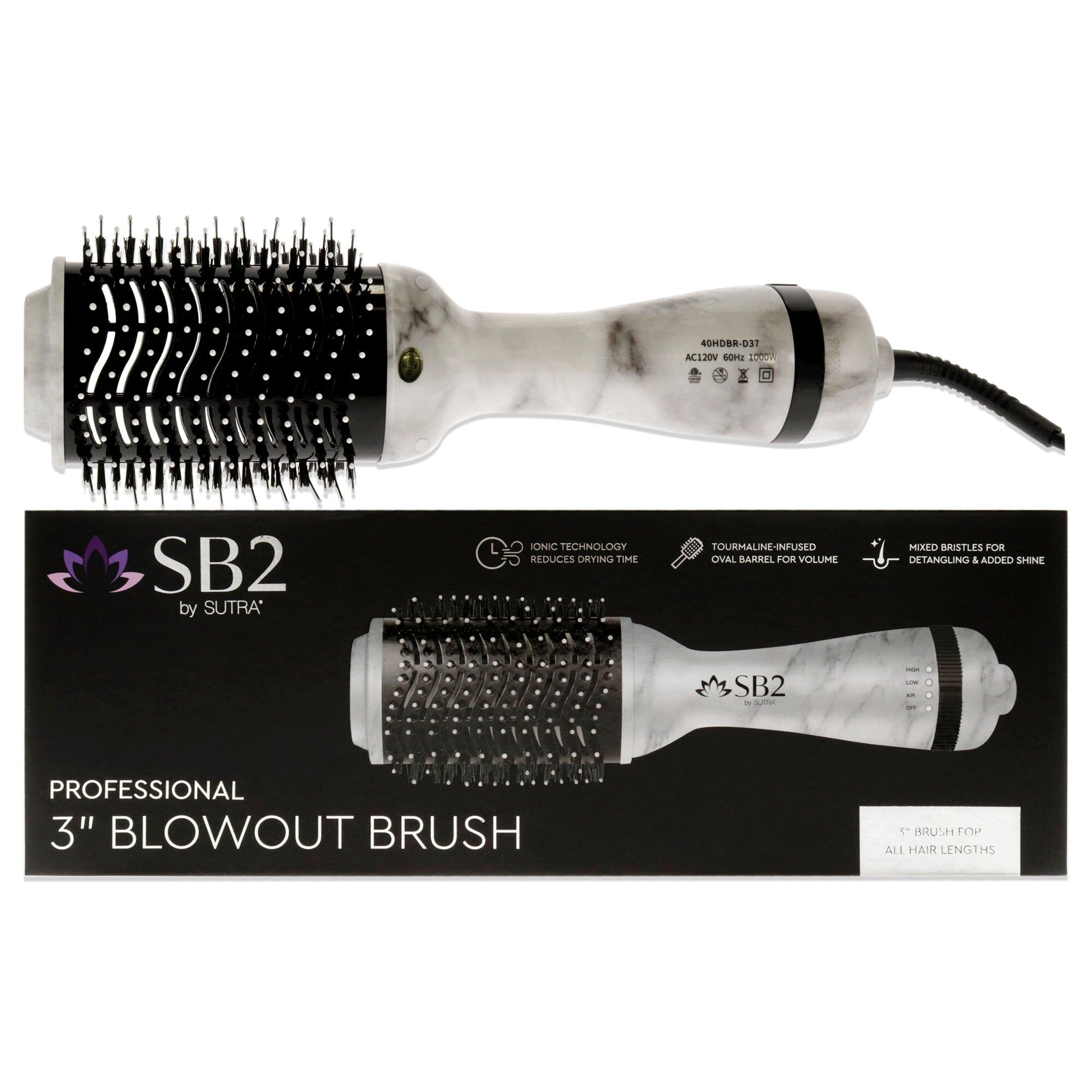 Professional Blowout Brush - Marble by Sutra for Unisex - 3 Inch Hair Brush Small unisex