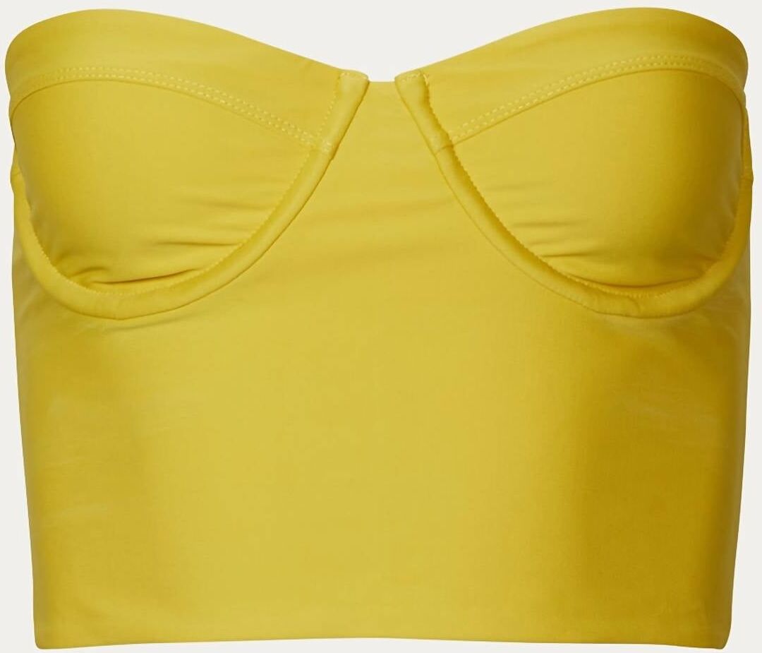 sirena + the sea Lolita Corset Longline Stretch Bikini Top In Mustard Small female