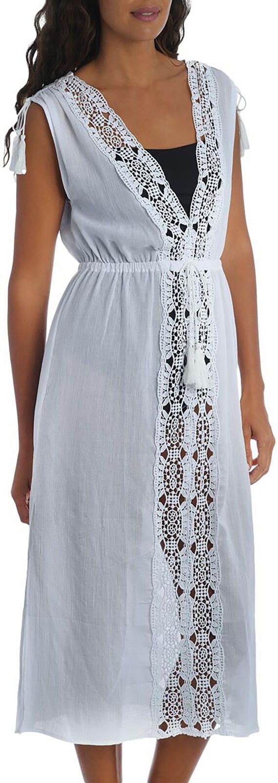 La Blanca Island Fare Womens Gauze Lace Trim Cover-Up XSmall female