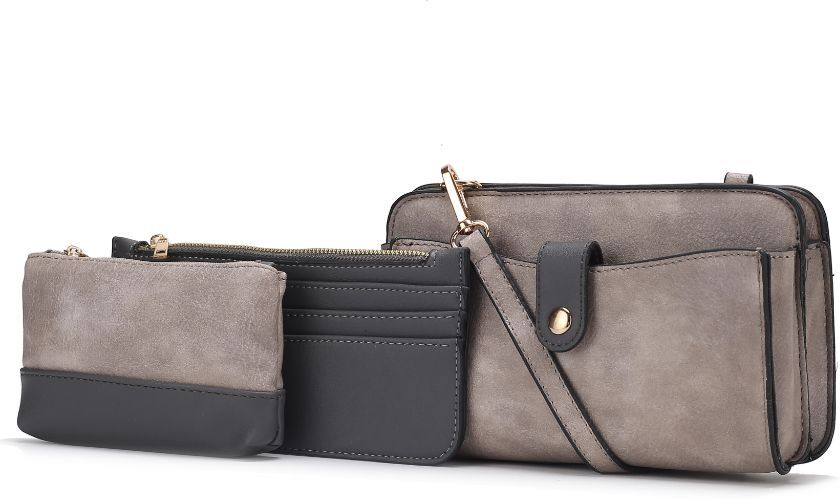 MKF Collection by Mia k. Muriel Vegan Leather Women's Crossbody Bag with Card holder and Small Pouch 3 pieces Small female