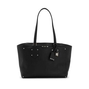 Boss Leather shopper bag with branded padlock - black - Size: One Size