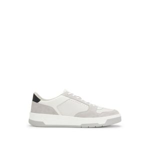 Boss Mixed-leather trainers with logo details - white - Size: US 8