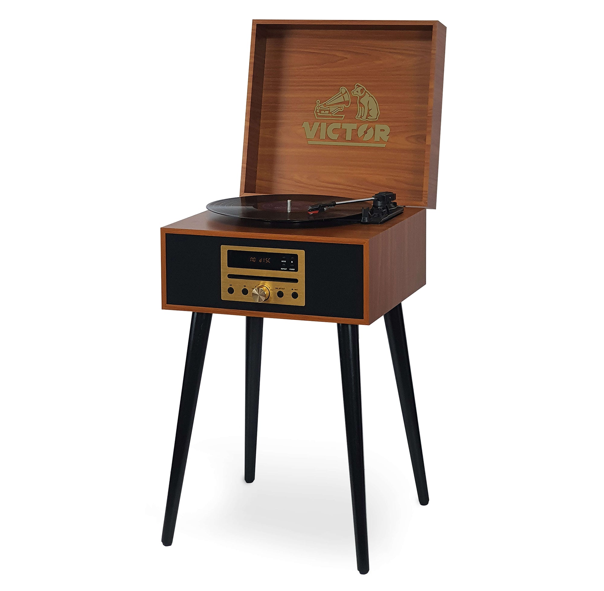 Victor Audio Victor Newbury 8-in-1 Music Center with Chair-Height Legs