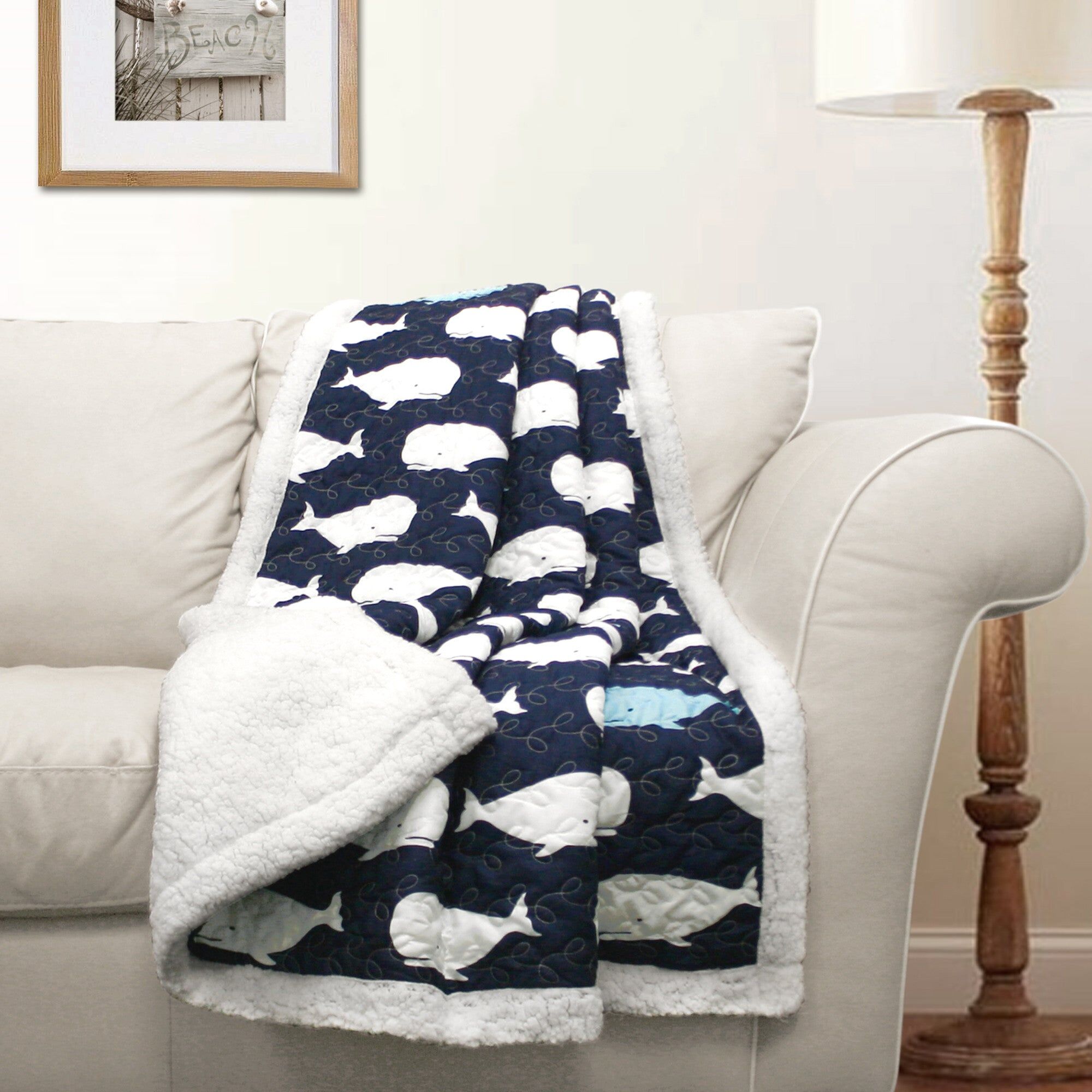 Lush Decor Whale Throw Sherpa