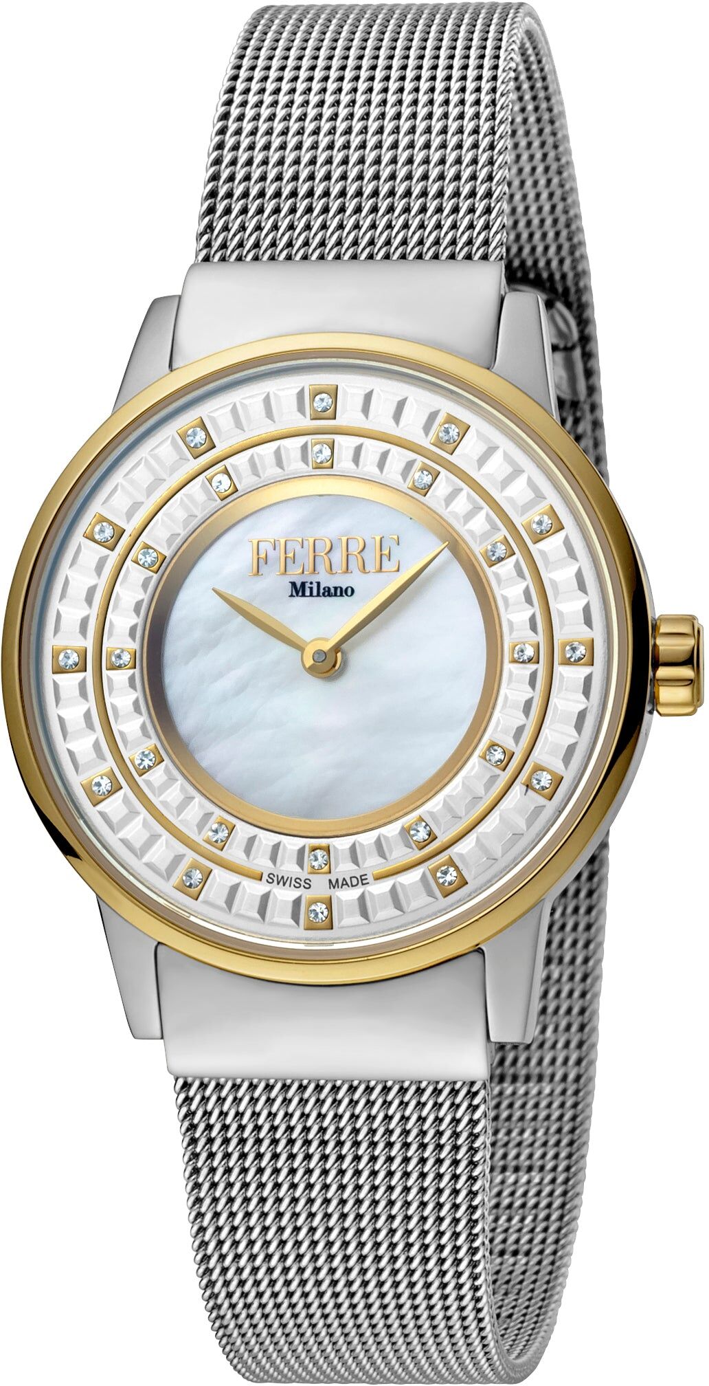 Ferre Milano Ladies Silver Dial SS Mesh / GP Watch female