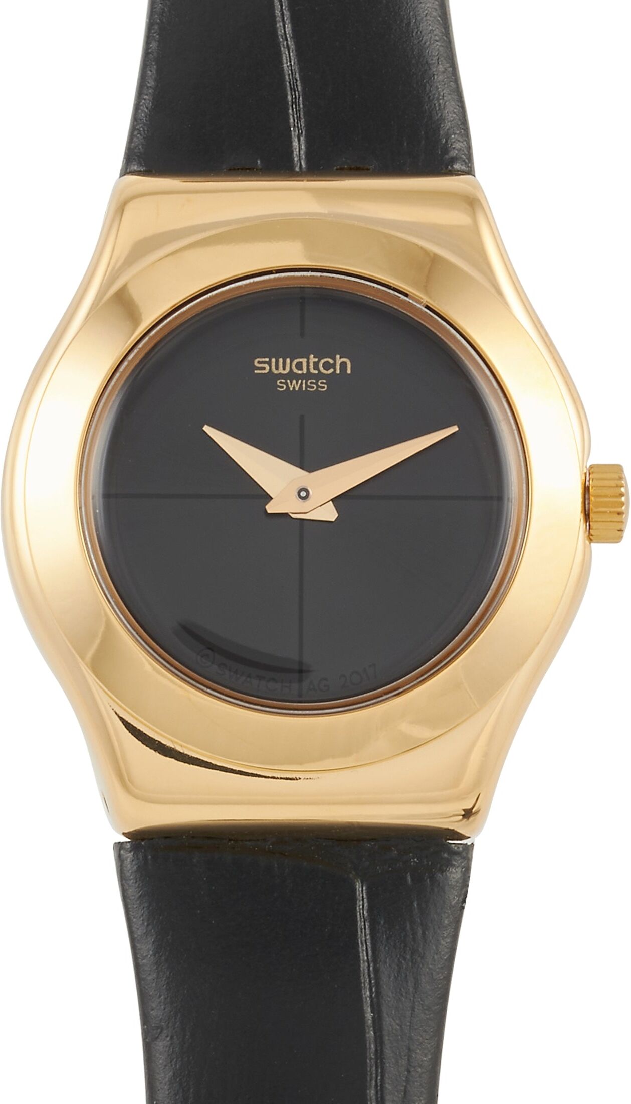 Swatch Nuit Blanche Black & Gold Ladies' Watch YSG156 female