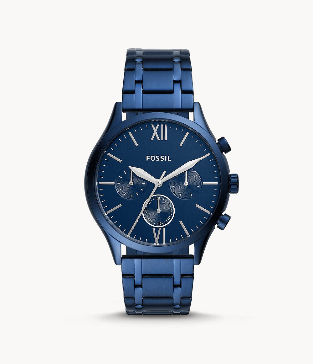 Fossil Men's Fenmore Midsize Multifunction, Blue-Tone Stainless Steel Watch male