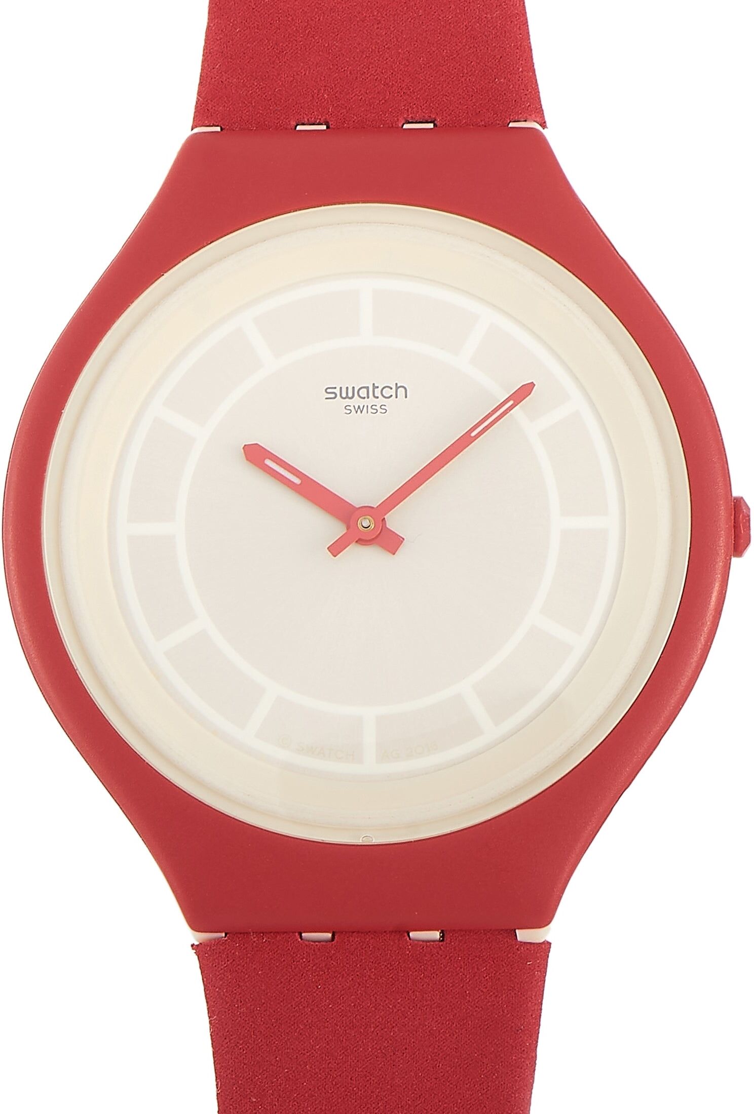 Swatch SkinHot Red Leather Strap 40 mm Watch SVUR100 male